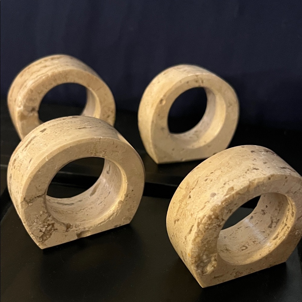 Foro travertine 4 pc vintage napkin ring set
